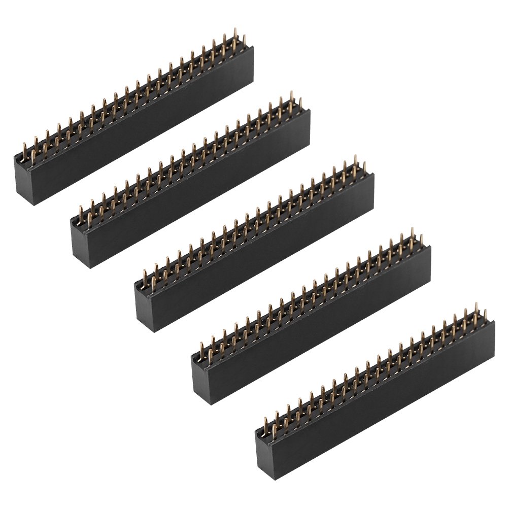 5Pcs Female Pin Headers, 2x20 Pins 2.54m Dual Row Short Pin Headers ...