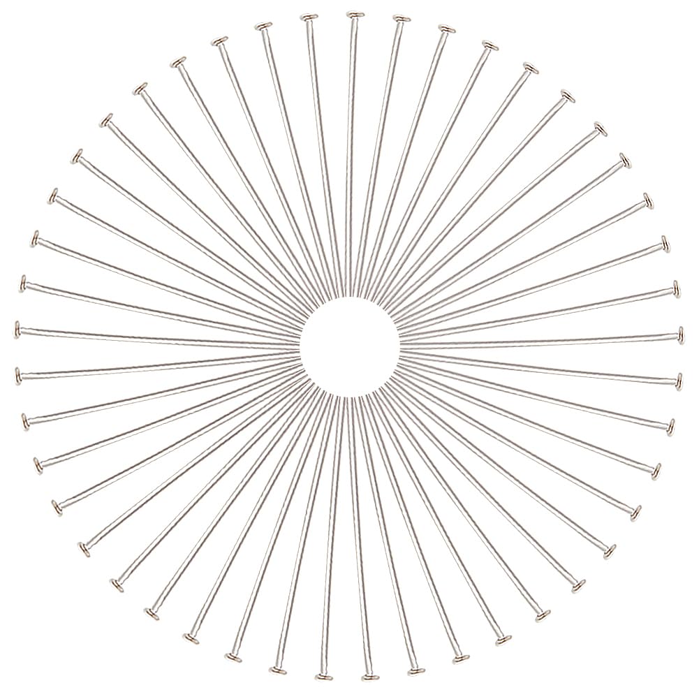 SUNNYCLUE 1 Box 500Pcs 30mm Flat Earring Pins Silver Head Pin Bulk Brass Eye Pins jewellery Headpin Findings Small Flat Head Pins for jewellery Making Earring Charm Bracelet Accessories Supplies DIY C
