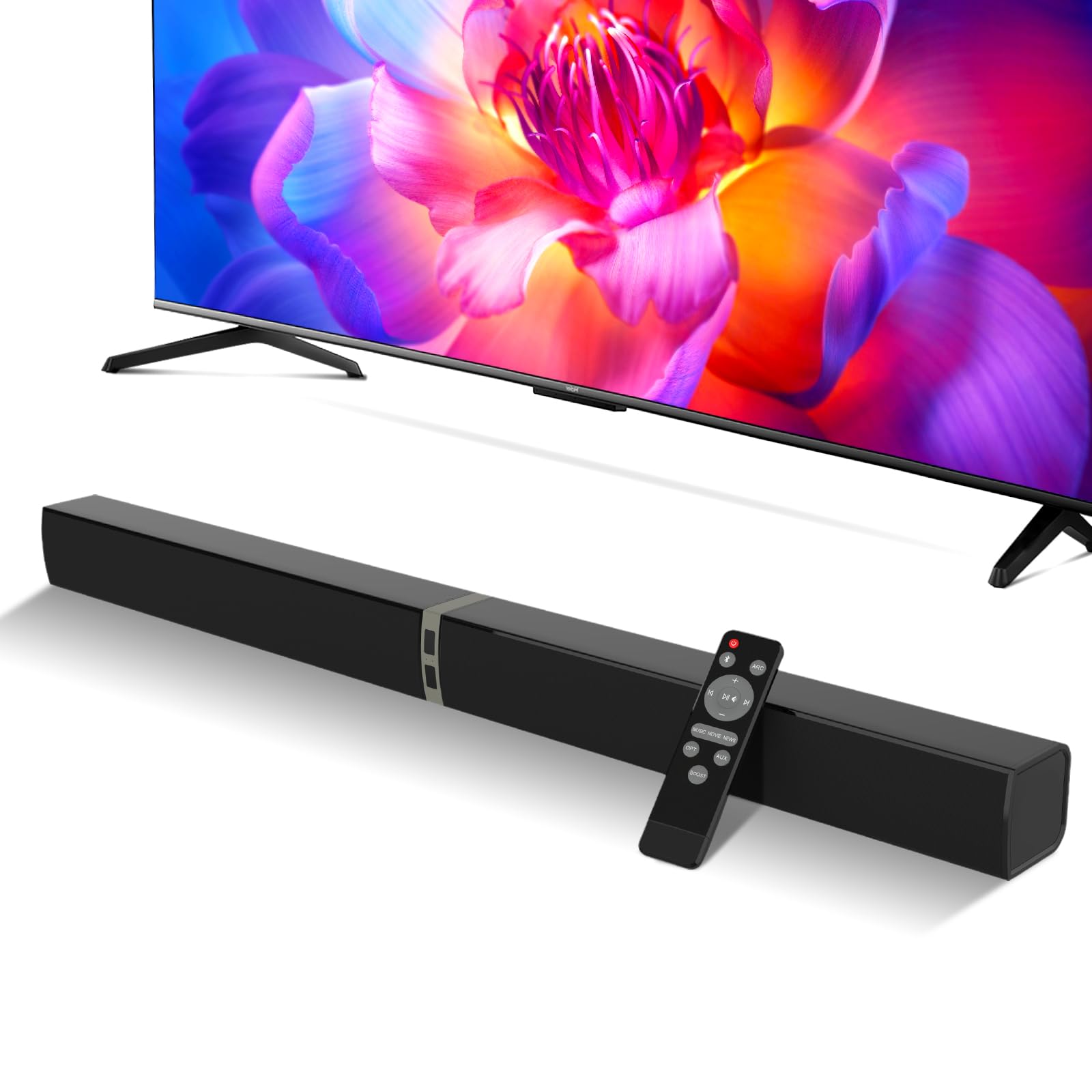Photo 1 of MZEIBO Sound Bar, TV Soundbar 80W with Bluetooth 5.3 Stereo Immersive Sound Detachable 2-in-1 Design for Home Theater Smart TV PC & Music Experience