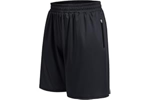 BOOJO Basketball Gym Mens Shorts with Zipper Pockets - Quick Dry Lightweight Athletic Workout Running Casual Shorts for Men