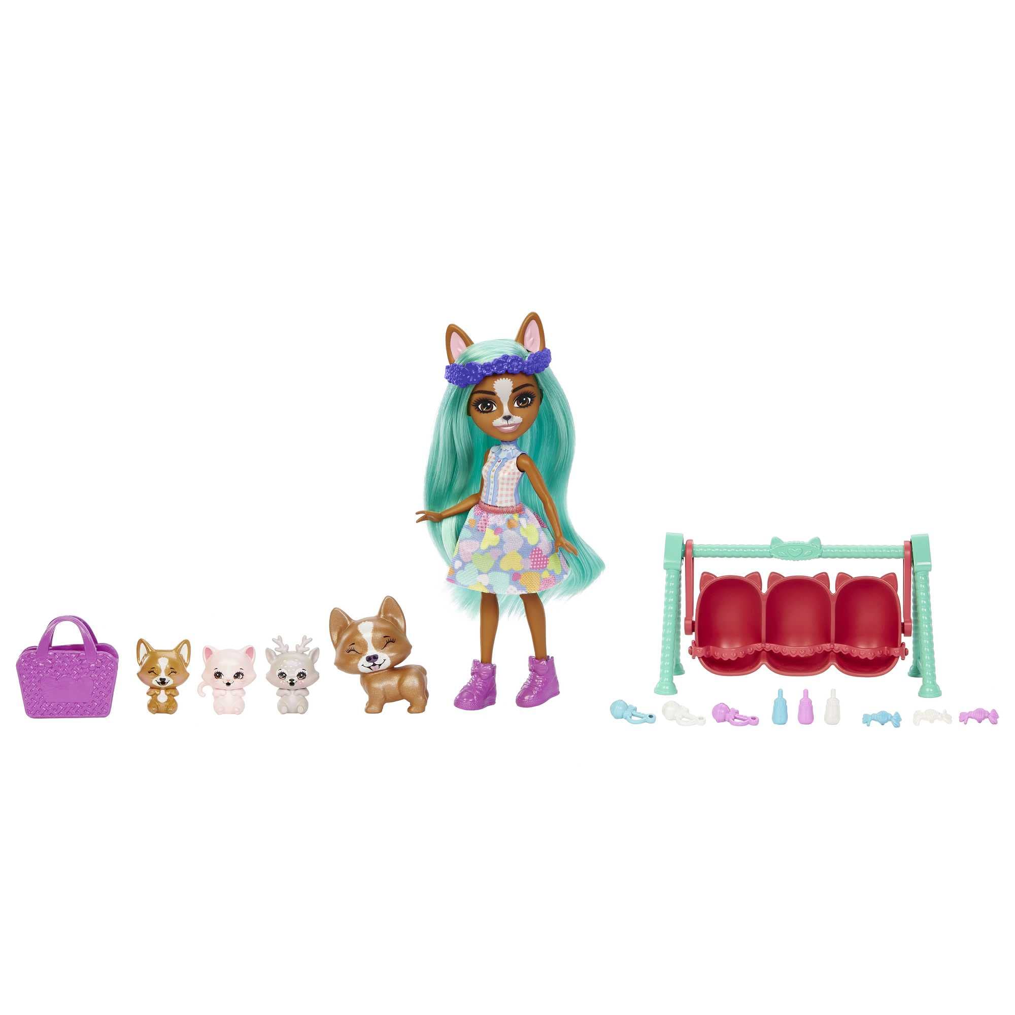 Enchantimals Dolls | Baby Best Friends Play Sets | Small Doll, Girlfriend Figure, 3 Animal Babies and Accessories | Surprise When Unpacking | Gifts for Children, HLK86 — image 1