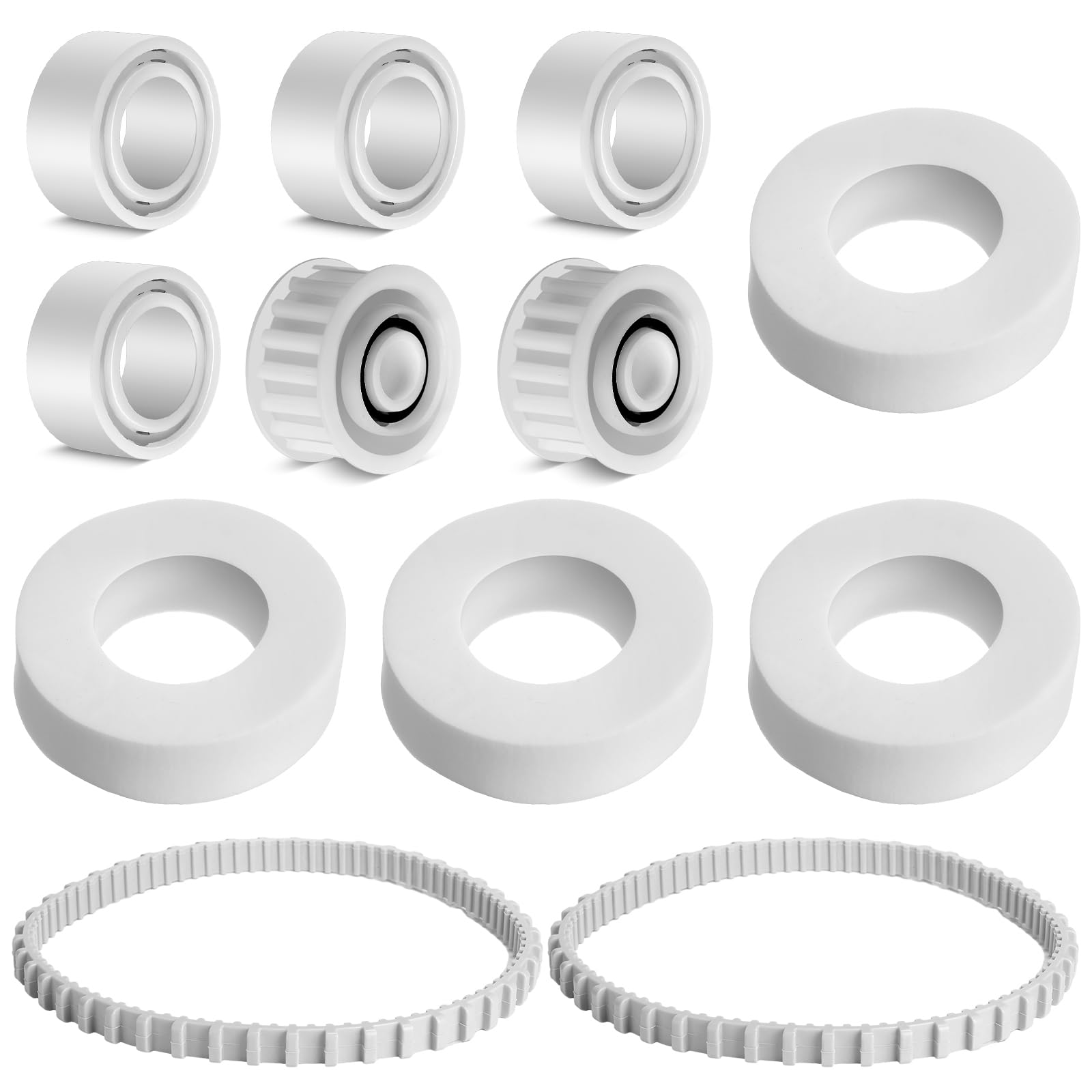 Photo 1 of Menkxi 12 Pcs Pool Cleaner Accessories 4 Climbing Rings Replacement Compatible with 6101611 R4 2 Guide Wheels with Pulley Gear Compatible with 3884997 R6 6 Pool Cleaner Track Compatible with 9985006R2