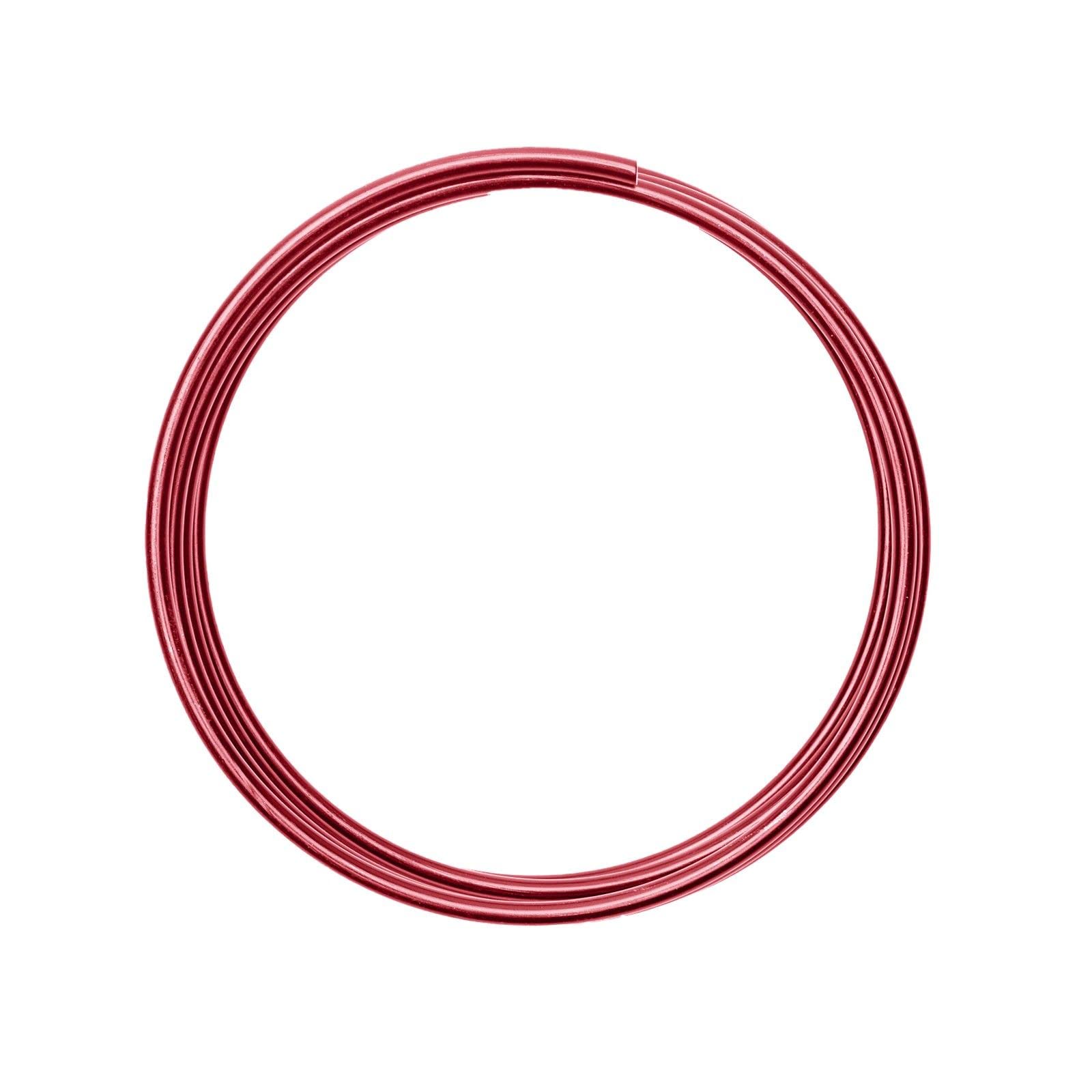 Vaessen Creative Aluminium Craft Wire 6.6 ft (2 m) x 0.16" (4 mm) Oxblood (Red) - Flexible Metallic Wire for Crafting, Flower Arranging, Jewellery Making and Modelling