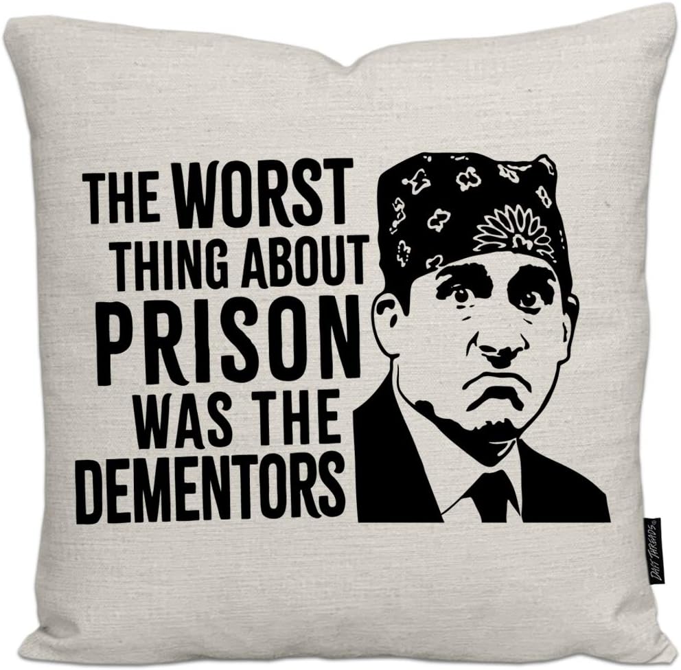Daft Threads Funny Office Linen Throw Pillow Cover 18x18 inch (Prison Mike The Dementors)