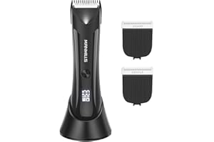 ManWills Body Hair Trimmer Men - Ball Trimmer Men, 2 Replaceable Ceramic Blades, Waterproof Pubic Trimmer with Charging Dock, Rechargeable, 7000RPM