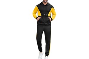 LecGee Men's Tracksuits 2 Piece Color Block Pullover Hoodie and Sweatpants Casual Athletic Sweatsuits Set for Men