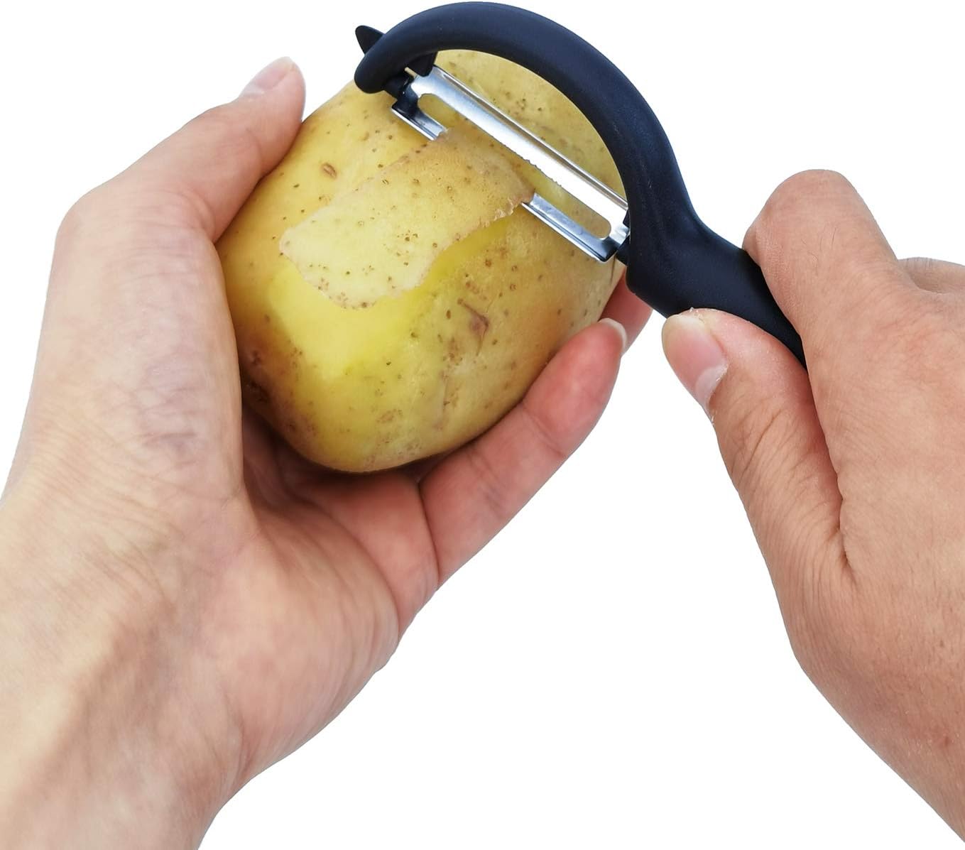 Vegetable peeler set of 4 pieces, suitable for potato, carrot, apple, soybean, stainless steel black: Kitchen & Dining