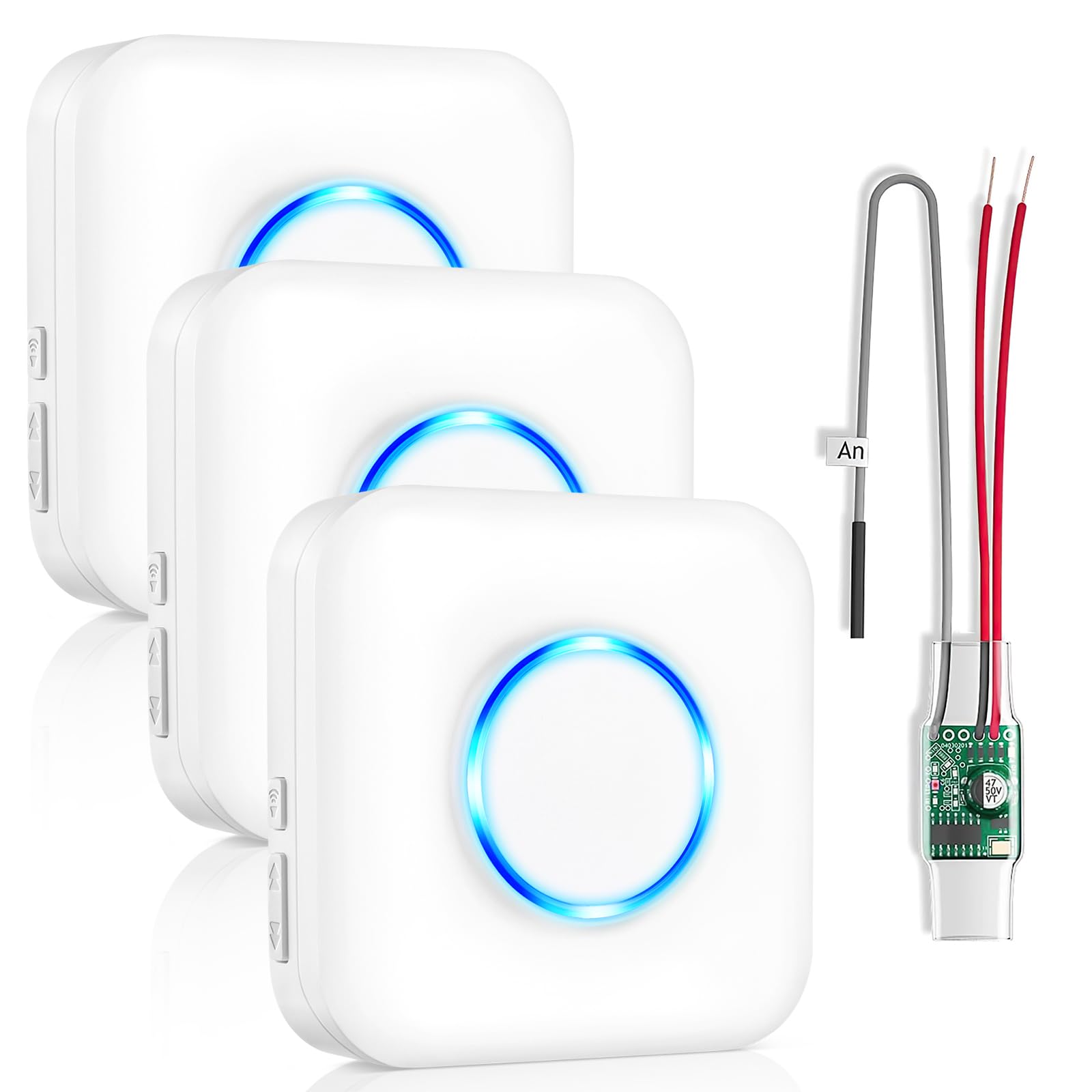 Photo 1 of Wireless Doorbell Extender with Receiver Connects to Existing Hardwired Doorbell into Wireless Door Bell with 656 FT Range, 58 Chimes and 5 Volume Levels for Garage/Basement (1 Extender 3 Receiver?