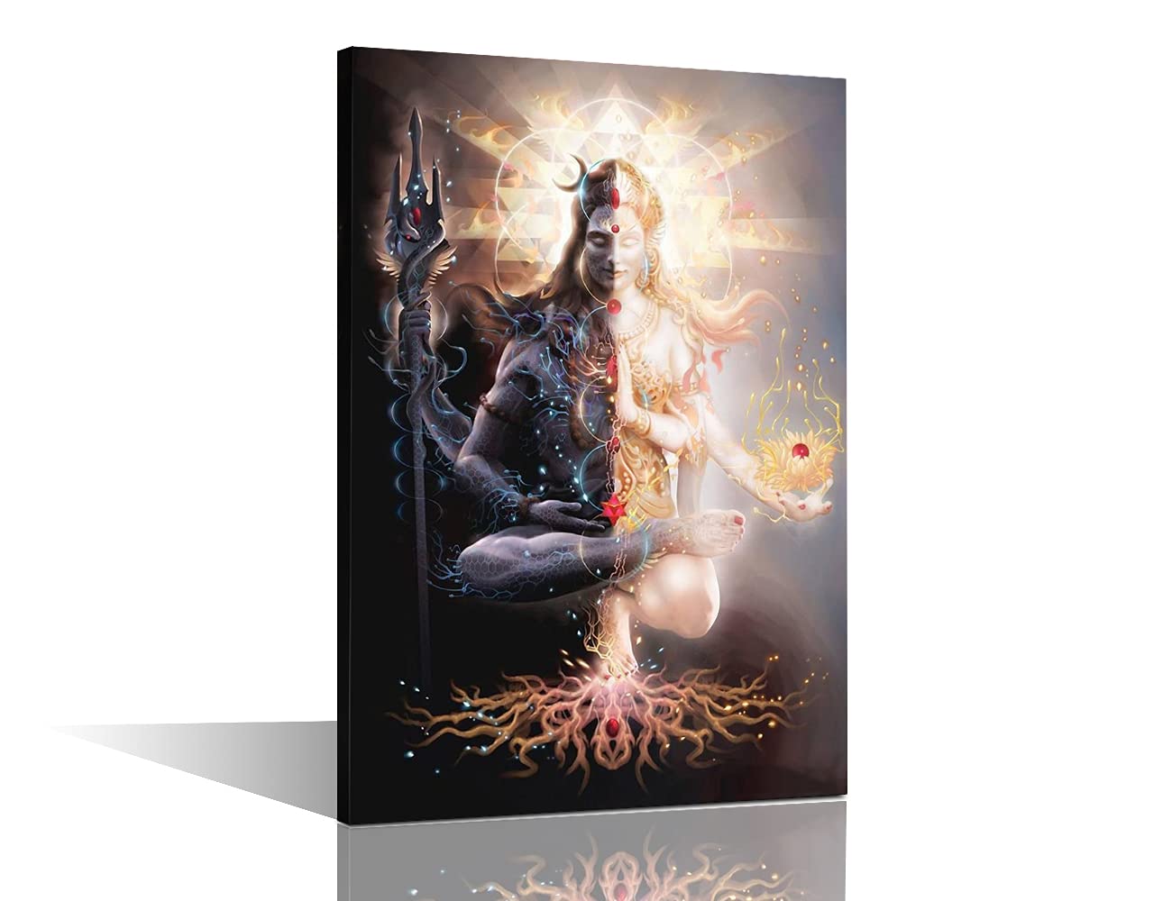Wall Decorations for Living Room Lord Shiva Poster HD Print on Canvas Wall Decoration for Living Room Office 1 Piece Hindu God Lord Shiva Wall Art Framed Ready to Hang (16''Wx 24''H)
