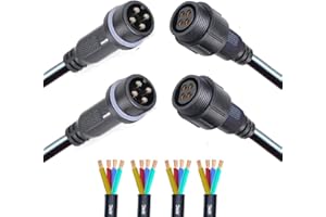 QOFOWIN 4Pin Waterproof Connector,4 Wire Male Female Plug LED Connector,with 14AWG IP68 25CM Extension Cable, for Car, Boat,Truck,Indoor/Outdoor LED Strip Lights.(2Pairs 4Pin 14AWG)