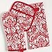 DII Cotton Damask Oven Mitt 12 x 6.5 and Pot Holder 8.5 x 8 Kitchen Gift Set, Machine Washable and Heat Resistant for Cooking and Baking-Red