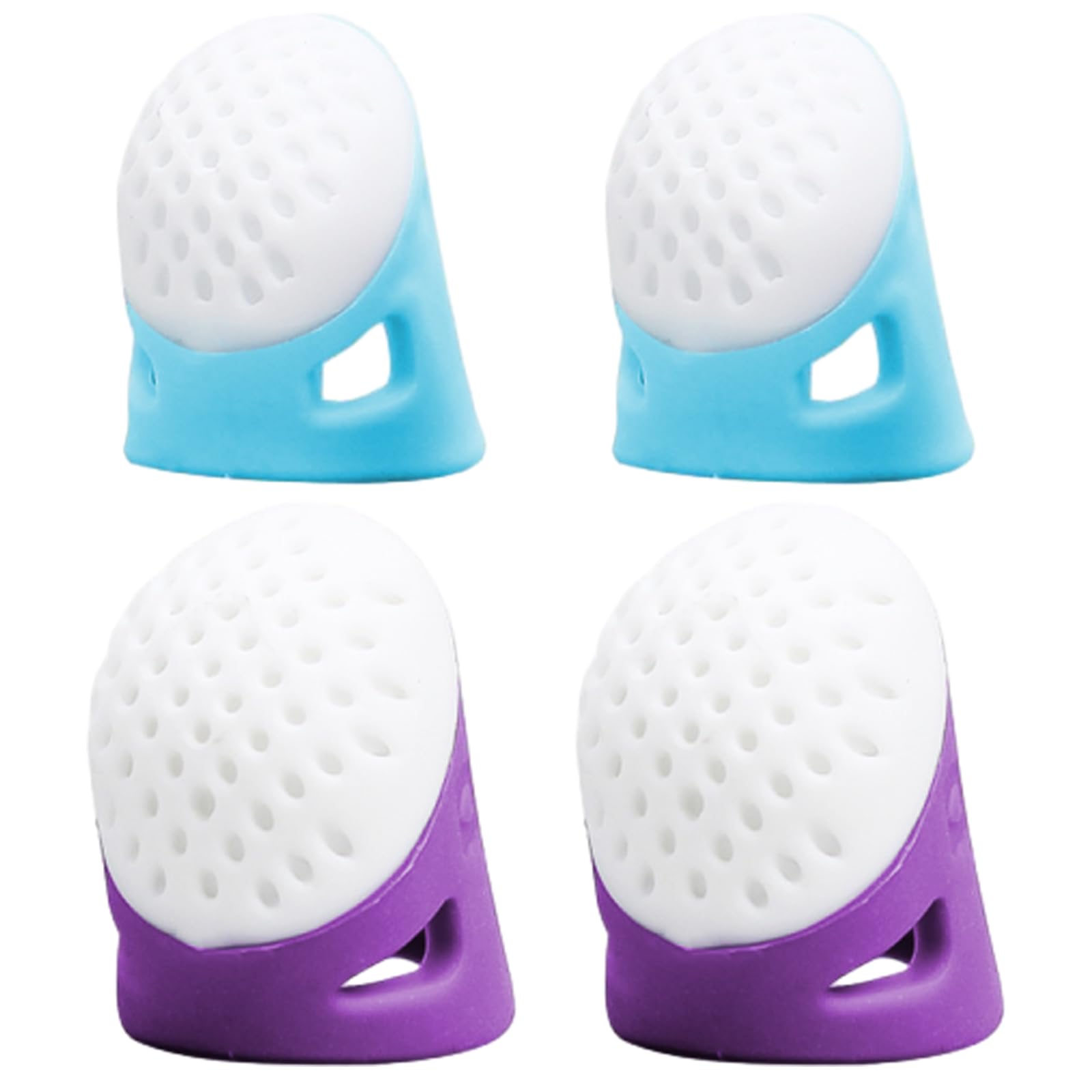 4 Pcs Thimbles for Sewing, Silicone Finger Protectors Finger Thimble, Rubber Finger Thimbles for Needlework Sewing Knitting Quilting Poke Book Cross Stitch (2 Sizes)
