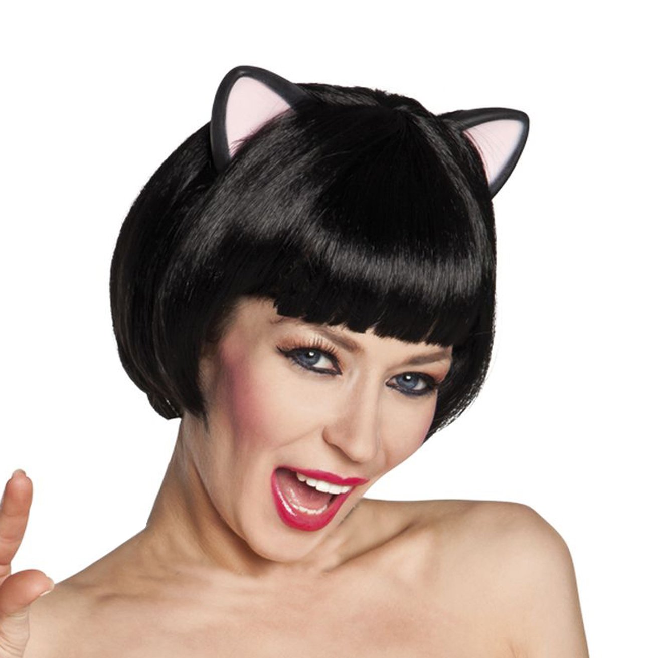 Boland 85730 Cathy with Ears – Adult Wig, Black, One Size