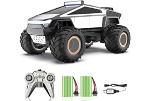 Powvan Cyber Truck RC Cars Metal Alloy Electroplating Truck 1:16 Dual Motor Remote Control Car 2.4 GHz -2WD All Terrain RTR Trucks Light-Light Effect 25° Angles Cyber Off - Road Wagon Ideal Gift