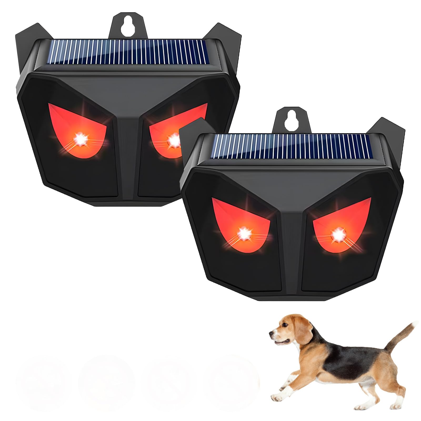 ALLOMN Solar Animal Repeller Outdoor, 2 Pack Solar Nighttime Animal Repeller with Red LED Light, Skunk Deterrent Devices Deer Fox Skunk Repellent Raccoon Repellent Outdoor