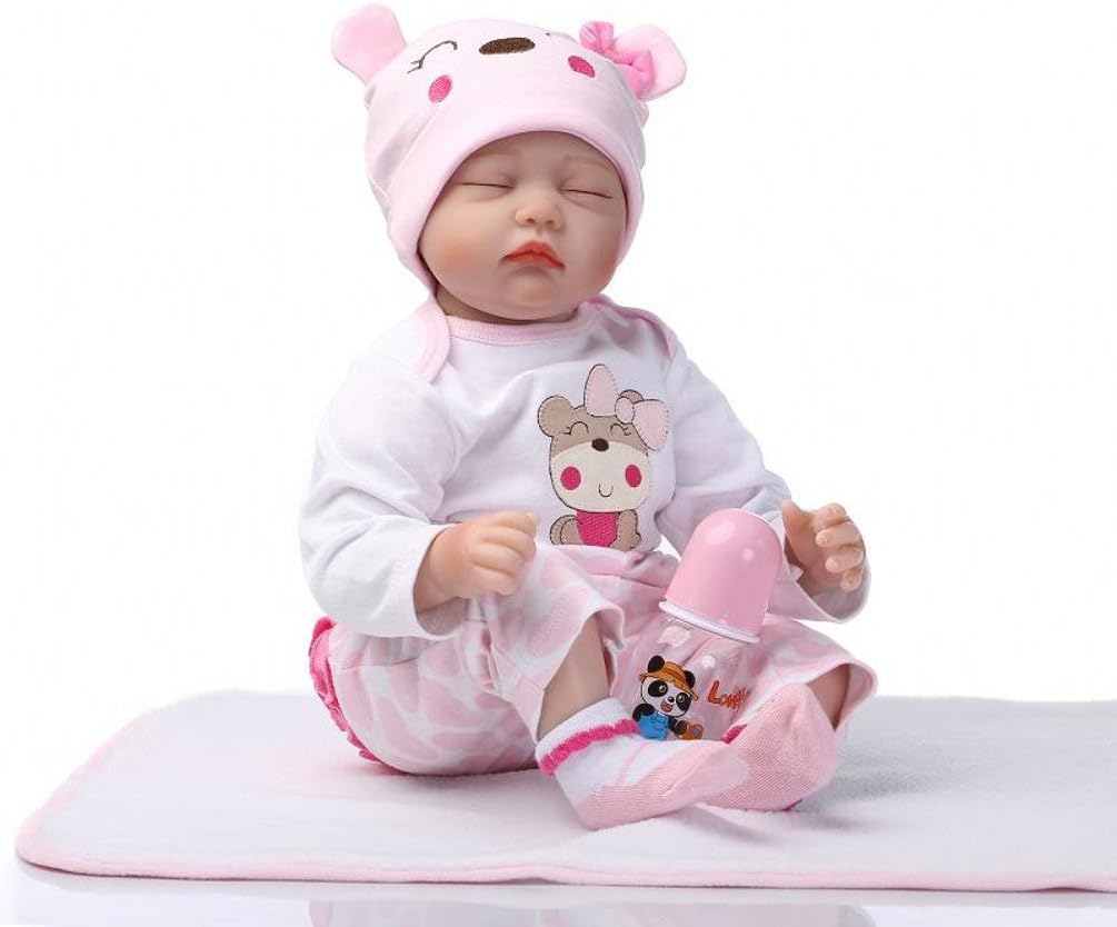 ZIYIUI Reborn Baby Dolls Girl 22 Inches 55cm Lifelike Handmade Soft Silicone Vinyl Newborn Toy Looks Real Magnetic Mouth Baby Dolls Gift - Image 4