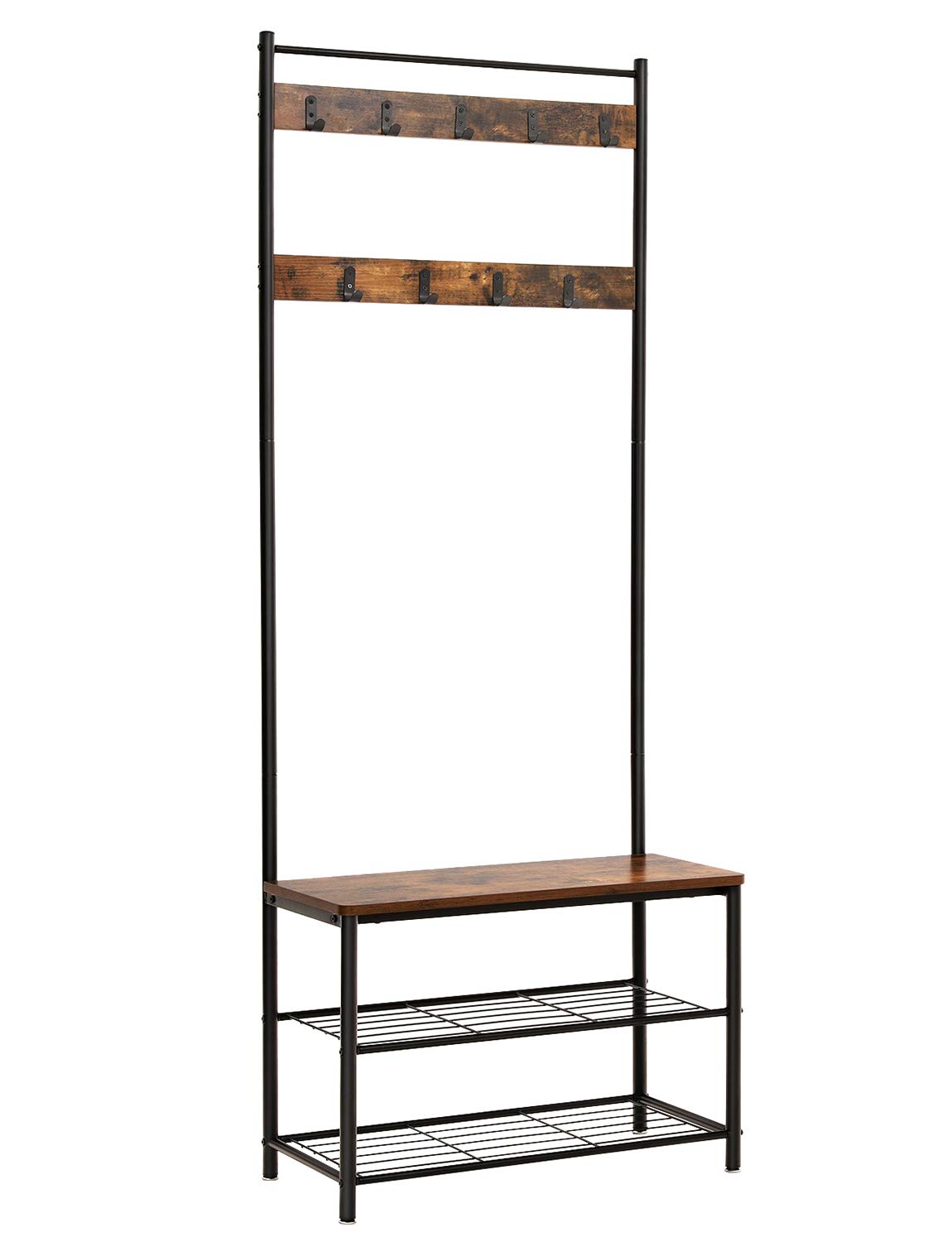 hallway shoe bench on Vasagle Daintree Coat Rack Hall Tree Entryway Shoe Bench Storage Shelf Organizer Accent Furniture With Steel Frame Industrial Rustic Brown And Black Uhsr41bx Buy Online In Brunei At Brunei Desertcart Com Productid 70820920
