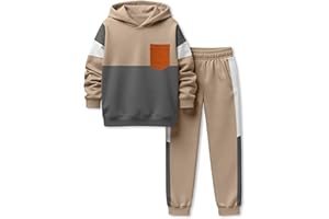 kadoubiyoo Boys Clothes Long Sleeve Color-blocked Hoodie Top and Pants 2PCS Winter Sweatsuits Fall Boys Outfits 2-8 Years
