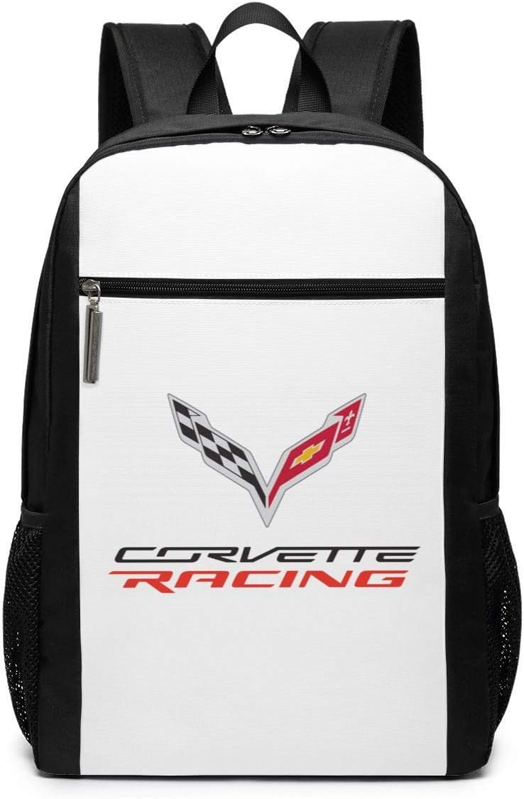 Corvette Apparel Racing Logo Backpack Laptop Backpack School Bag Travel Backpack 17 Inch