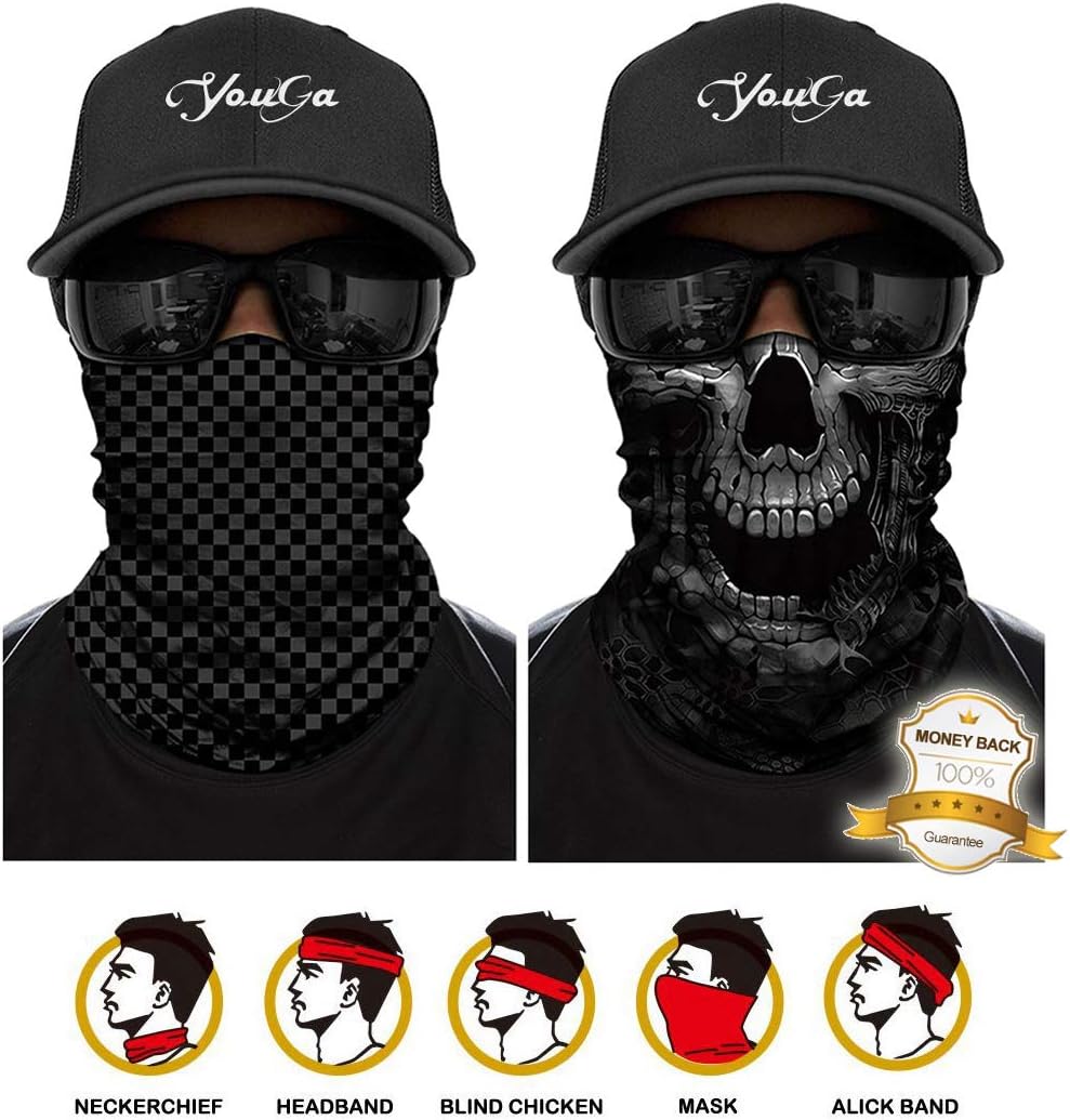 YouGaTube Scarf - 3D Face Bandana Mask Unisex Seamless Tube Headbands Headwrap, UV Resistance Outdoors Mutifunctional Headwear Balaclava