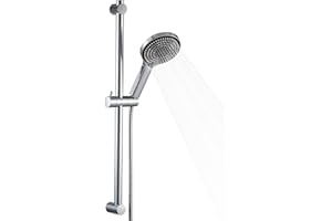 OFFO Shower Slide Bar Combo, 620mm（24 in） Segmental Slide Bar with 6-Mode High Pressure Handheld Shower Head and 60 in Stainl