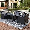 Merax Patio Dining Sets, Outdoor Patio Furniture Set, 4-Piece Conversation Set, Wicker Furniture Sofa Set, Rattan Dining… 61O17bTH05L. SS100