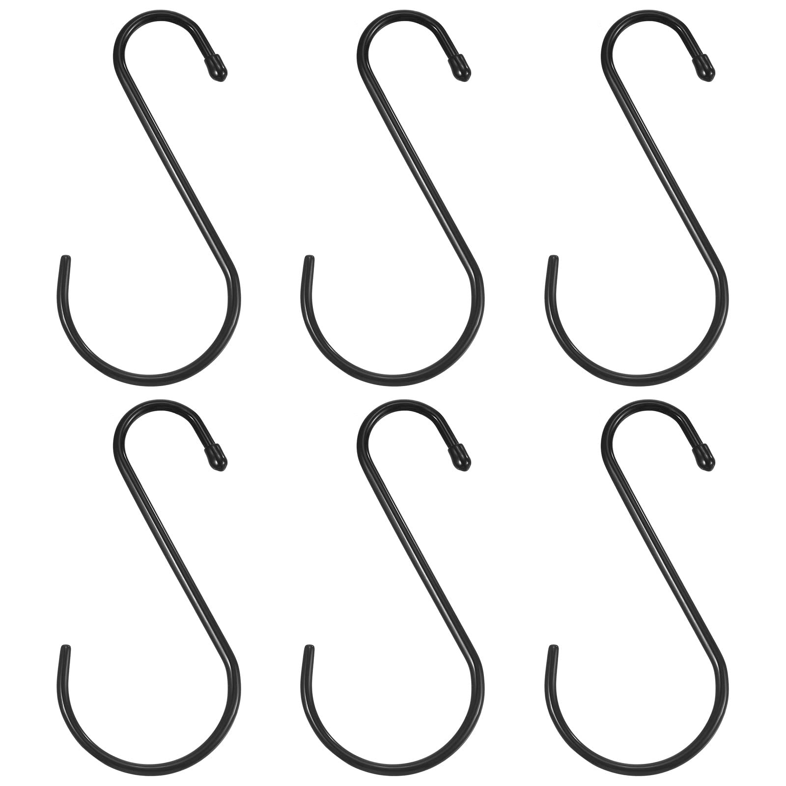 PATIKIL 6" S Shaped Hooks, 6 Pack Multipurpose S Hanging Hooks for Hanging Items in Your Home, Garage, Workshop, Black