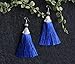 Me&Hz Blue Big Long Drop Earrings Generous Dangle Beaded Tassel Earring for Women Girls