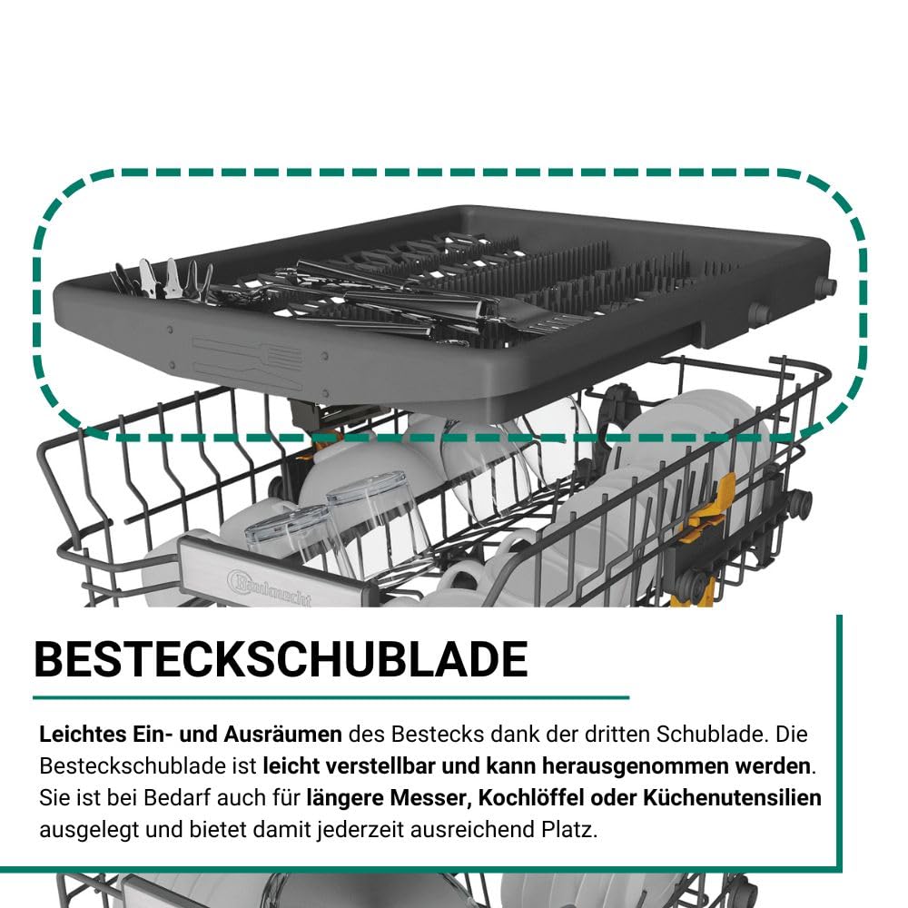 Bauknecht BK6FC11BS7A0X Vollintegrierbarer Geschirrspüler (45 cm)/ ActiveDry/Sensorprogramm/PowerClean/Besteckschublade/Hygiene-Programm/Vollwasserschutz/Multizone/Startzeitvorwahl 5