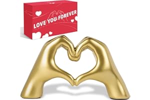 KIDHABE Gold Decor Heart Hands Sculpture for Living Room Bedroom Bookshelf Mantle Desk Decoration, Modern Home Decor Aesthetic for Wedding Anniversary Mother Decorations (5.71")