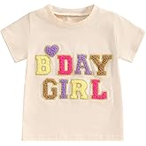 Toddler Baby Girl Birthday Shirt One Two Three Four Five Short Sleeve Embroidery Tee Shirt Birthday Outfits Clothes