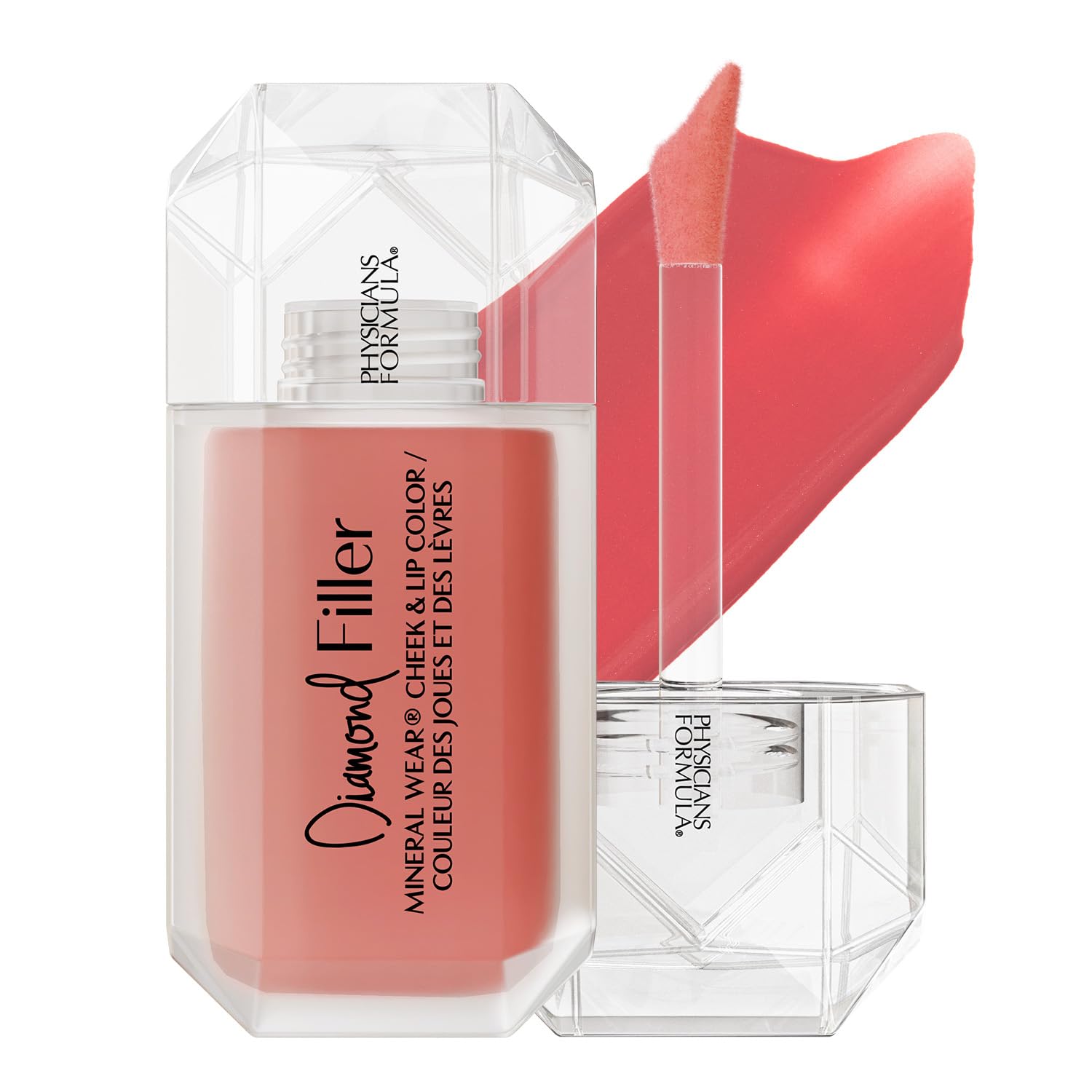Physicians Formula, Mineral Wear Diamond Filler Cheek and Lip Color, Lip and Cheek Tint with Serum-to-Cream, Multi-Use Plumping Formula, Enriched with Vitamin E, Brilliant Peach