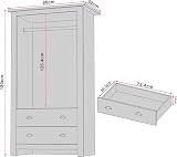 Generic 3 Door 2 Drawer Wardrobe Grey Oak MDF Melamine Handles view 4