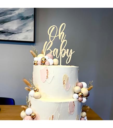 Acryl Gold Baby Kuchendekoration – „Happy Birthday“ & „New Borth“ Age Topper Für Kuchen & Desserts