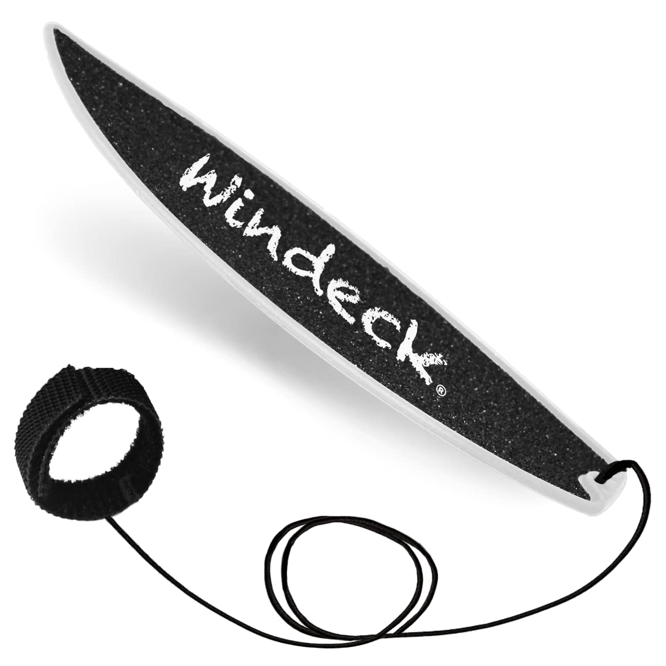 Windeck Finger Surfboard – White Slice Mini Finger Board Toy for Kids & Skaters | Air Surfboard Toy for Car Window Wind Tricks | Includes Grip Tape & Leash | Travel Gift for Surfers & Creative Play