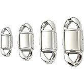 DanLingJewelry 4Pcs 4 Sizes Oval Shaped Stainless Steel Bayonet Clasps Cuban Connector Flap Buckle for Chain Bracelet Necklace Jewelry Making Supplies
