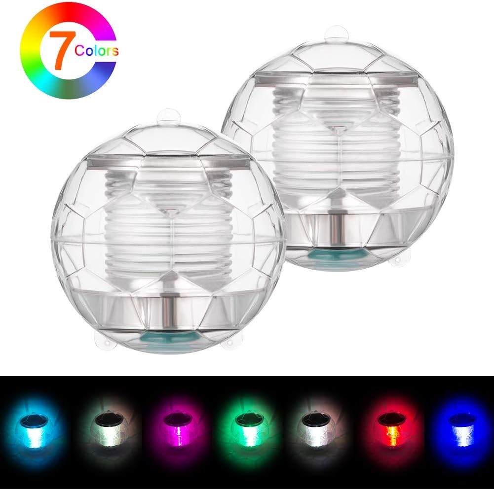 Winzwon Solar Floating Lights Pond Lights Pool Lights Color Changing Solar Light Floating Ball Lights Waterproof Transparent Plastic for Swimming Pool Pond Garden Home Wedding Party(2 Pack)