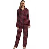 LANBAOSI Women Flannel Pajamas Set - Long Sleeve Top and Bottom - Ladies Lightweight Flannel PJs