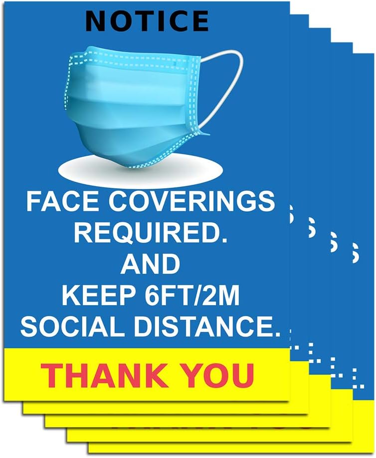 5 Pack Face Masks Coverings Required Social