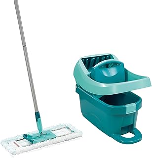 Leifheit Set Wischtuchpresse Profi XL mit Bodenwischer und Rollen, Putzen mit sauberen Händen & ohne Bücken, Ergebnisse wie handgewrungen, mit Mikrofaser Wischbezug für Fliesen & Laminat, Click-System