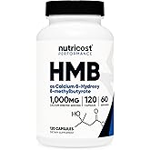 Nutricost HMB (Beta-Hydroxy Beta-Methylbutyrate) 1000mg (120 Capsules) - 500mg Per Capsule, 60 Servings - Gluten Free and Non-GMO