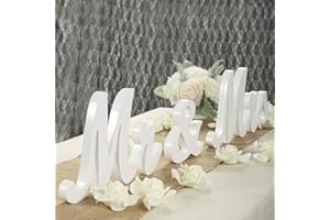 WANTMAZOR White Mr and Mrs Signs for Wedding Table Decorations, Wooden Freestanding Letters for Photo Props, Rustic Decoratio