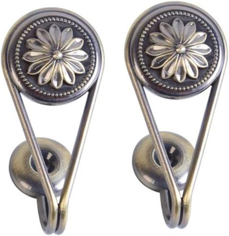 YING CHIC HCY 1Pair Simple Drapery Holdback Single Decorative Mini Curtain Wall Hook Key Hanger (Bronze)