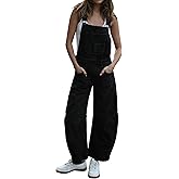Qazel Vorrlon Denim Overalls for Women Barrel Wide Leg Bib Baggy Jeans Adjustable Denim Romper Stretch Jumpsuit Y2K Pants