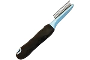 MERIC CoCoo Detangling Dematting Comb, Short And Long Teeth Easily Release Tangles And Knots, Comfort No-Slip Grip Handle, Rounded Teeth Gentle Enough For Bunnies