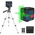 Laser Level, RockSeed Cross Line Laser with Self-Leveling, Vertical and Horizontal Line, Rotatable 360 Degree, Carrying Pouch, Battery Included (Green with Tripod)