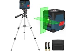 Laser Level, RockSeed Cross Line Laser with Self-Leveling, Vertical and Horizontal Line, Rotatable 360 Degree, Carrying Pouch, Battery Included (Green with27 inch Tripod)
