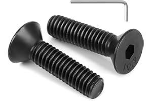 KVOHLUM 100 PCS M5 x 12mm Flat Head Socket Cap Screws Bolts, 10.9 Grade Carbon Steel Countersunk Allen Bolts, Full Thread, Black Coating, Screwdriver Included
