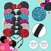 Flexible Minnie Mouse Ears - Perfect Glitter Headbands for Costume Accessories and Boys Girls Kids Party - Pack of 6, Solid Black and Red Bow