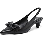 Susanny Kitten Heels for Women Closed Toe Heels Pointed Pumps Sexy Slingback Low Heeled Elastic Strap Comfort for Wedding Work Party Evening Prom Formal Dressy Shoes